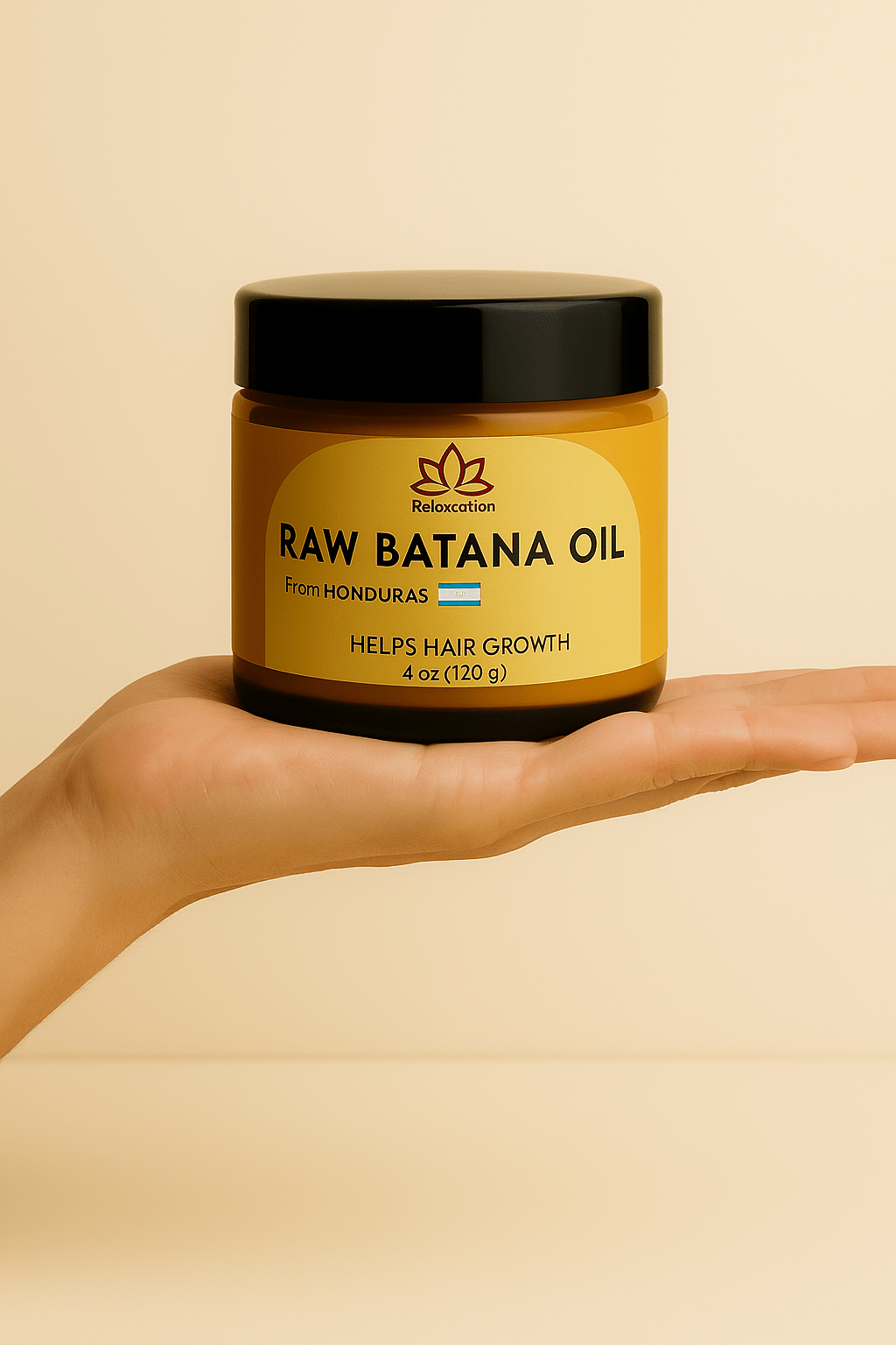 Raw Batana Oil by Forceup in a clear bottle, showcasing its rich amber color and natural texture.