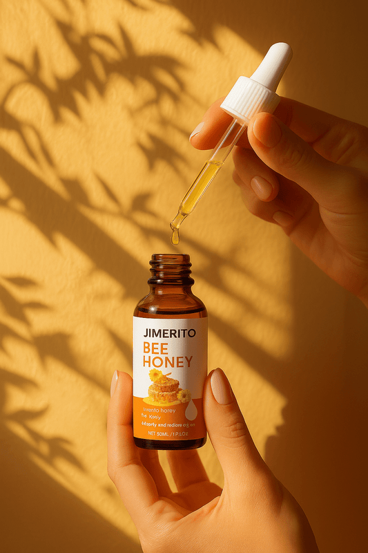 Jimerito Eye Honey by Forceup in a glass jar with a golden honey texture and natural ingredients visible.