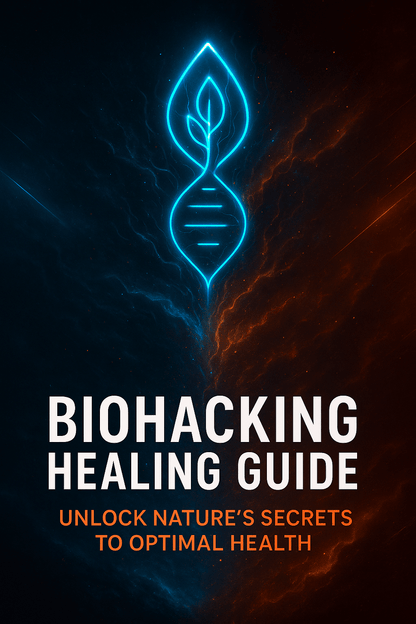 Ultimate Biohacking Healing guide by Forceup, featuring a detailed cover with biohacking concepts and imagery.